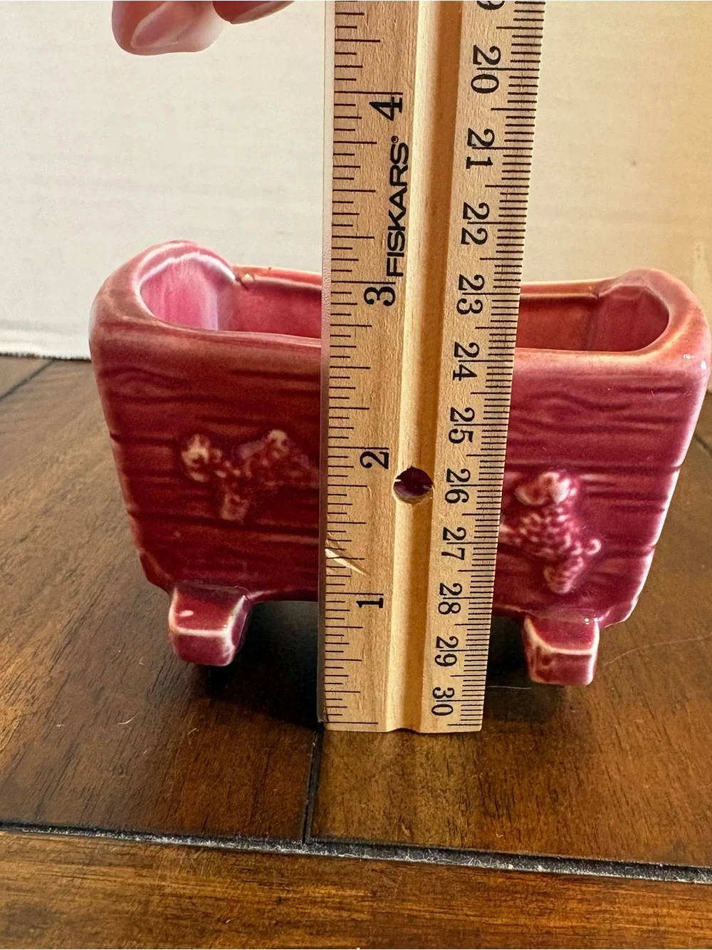 Vintage SHAWNEE Pottery BURGUNDY Baby Cradle Planter